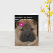 Carte La carte-Juste d'anniversaire de Shar Pei se (Fleur jaune)