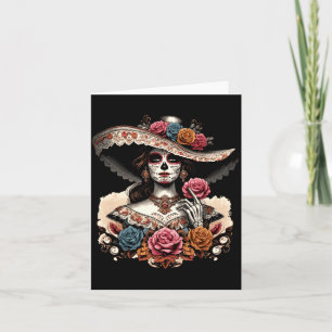 Carte La Catrina crâne coloré mexicain Dia De Los hommes