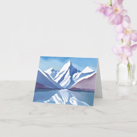 Carte La chaîne des montagnes | Paysage d'aquarelle bleu (Orchidée)