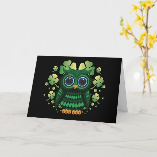 Carte La chouette de la Saint-Patrick (Fleur jaune)