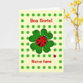 Carte La coccinelle de bonne chance ajoutent le sorte (Fleur jaune)