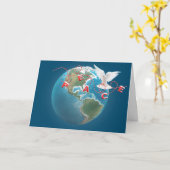 Carte La colombe de la paix de Noël dans le monde (Fleur jaune)
