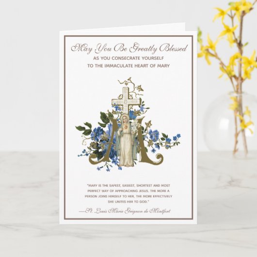 Carte La consécration catholique à Immaculer Marie Relig (Fleur jaune)
