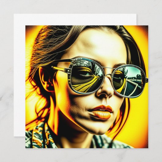 Carte La cool dans les lunettes de soleil Reflet d'une r (Devant / Derrière)