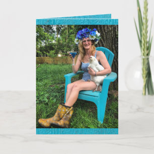 Carte La dame folle du poulet - Joyeux anniversaire