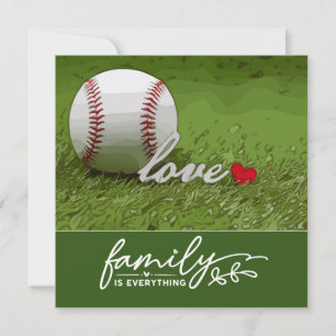 Carte La famille de baseball tout avec amour sur vert