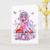 Carte La Fée et le Dragon Bébé. (Fleur jaune)