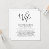 Carte La femme aime poème du mari (Devant/Arrière en situation)