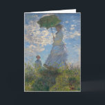 Carte La femme de Monet avec parasol, Paysage impression<br><div class="desc">Claude Monet Woman with a Parasol a été peint en 1875 et est l'un de ses chefs-d'oeuvre impressionnistes emblématiques. Le tableau représente Madame Monet et son fils, capturés dans un cadre extérieur venteux. La femme tient un parasol, et l'enfant se tient à ses côtés. La scène est dressée contre un...</div>