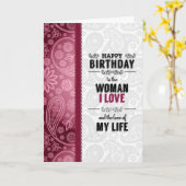 Carte la femme que vous aimez Anniversaire en rose et bl (Fleur jaune)