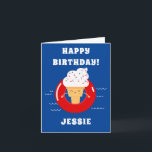 Carte La Fête des enfants de Red White Blue<br><div class="desc">La carte de l'accueil des enfants de la fête des Red White Blue. Cute ice cream cone a flot dans un pool. Red,  white,  and blue themed party supplies www.SamAnnDesigns.com</div>