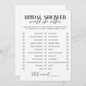 Carte La Fête des mariées noire et blanche qu'elle préfè (Devant / Derrière)