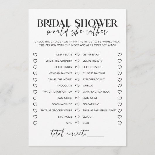 Carte La Fête des mariées noire et blanche qu'elle préfè (Devant)