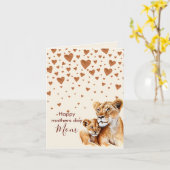 Carte La fête des mères Lionne et son bébé (Fleur jaune)