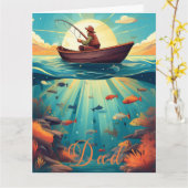 Carte La Fête des Pères avec un thème de pêche (Fleur jaune)