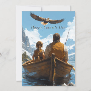 Carte La fête des pères Père et fille vont à la pêche