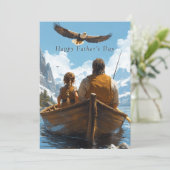 Carte La fête des pères Père et fille vont à la pêche (Debout devant)