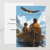 Carte La fête des pères Père et fille vont à la pêche (Devant / Derrière)