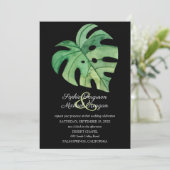 Carte La feuille de Monstera Tropical sur le mariage noi (Debout devant)