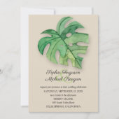 Carte La feuille de Monstera Tropical sur le mariage Tan (Devant)