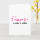 Carte La Fille D'Anniversaire Boit Des Beyotches (Fleur jaune)