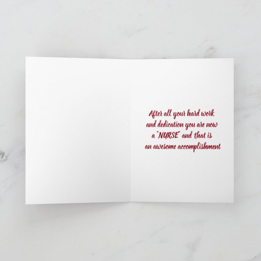 CARTE **LA FILLE DEVIENT INFIRMIÈRE** SI FIÈRE DE VOUS (Intérieur)