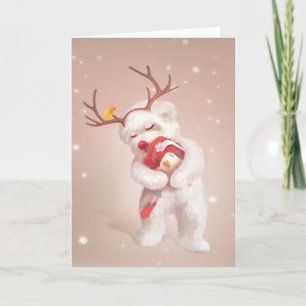 Carte La fille serrant le chien dans les Antlers de renn