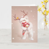 Carte La fille serrant le chien dans les Antlers de renn (Fleur jaune)