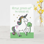 Carte La Fille spéciale Unicorn St. Patrick's Day Wives (Fleur jaune)