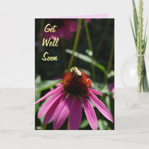 Carte La fleur pourpre avec l'abeille obtiennent bientôt