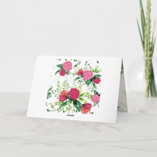 Carte La florale du trèfle vert rose rouge d'Irlande (Dos)