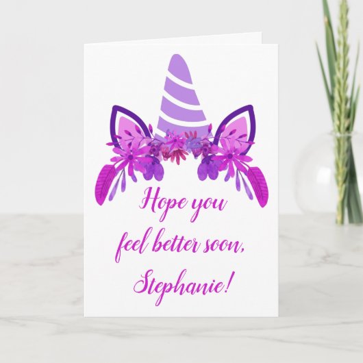 Carte La florale violette Unicorn se porte bien (Devant)