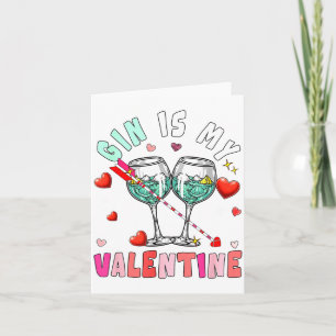 Carte La Gin est mon Valentin Cœurs Famille de Buveurs C