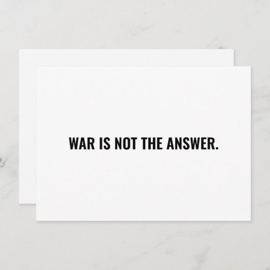 Carte La guerre n'est pas la réponse blanc noir minimali (Devant / Derrière)