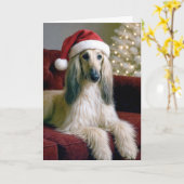 Carte La hache afghane de Noël sur un canapé en velours (Fleur jaune)