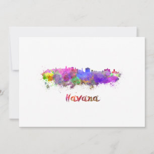 Carte La Havane skyline in watercolor