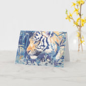 Carte La jungle ombrage le regard intense du tigre (Fleur jaune)