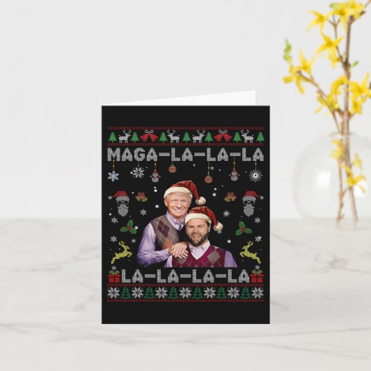 Carte La La Donald Trump Potus 47 Swea de Noël laid (Fleur jaune)