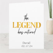 Carte La légende a retraité, noir et or (Devant)