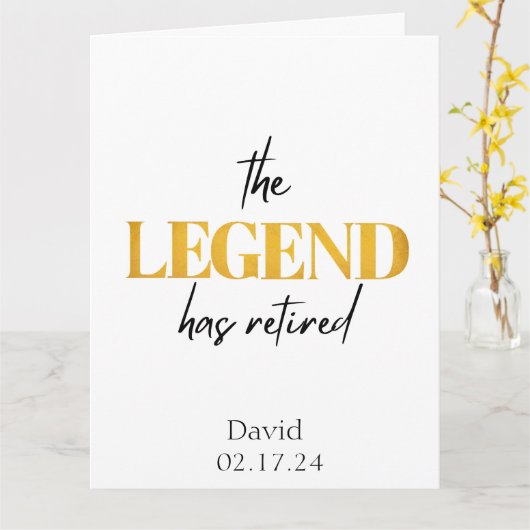 Carte La légende est retraitée, noir et or (Fleur jaune)