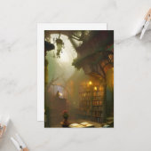 Carte La librairie Magique Imaginaire Art Greeting (Devant/Arrière en situation)