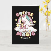 Carte La licorne de café fait la magie (Fleur jaune)