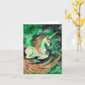 Carte La licorne peinte par doigt (Fleur jaune)