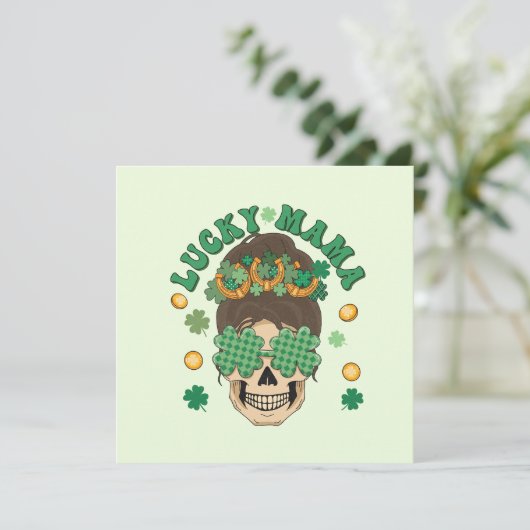 Carte La Lucky Mama Skeleton de St. Patrick (Debout devant)