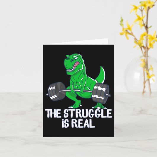Carte La Lutte Est Vraiment Drôle T-rex Gym Exercice (Fleur jaune)