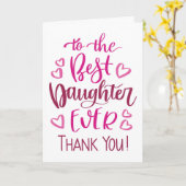 Carte La meilleure fille jamais Merci typographie en ros (Fleur jaune)