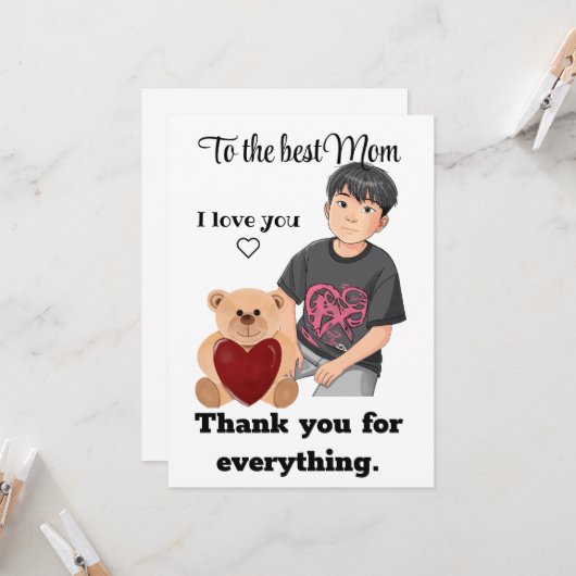 Carte La meilleure maman (Devant/Arrière en situation)