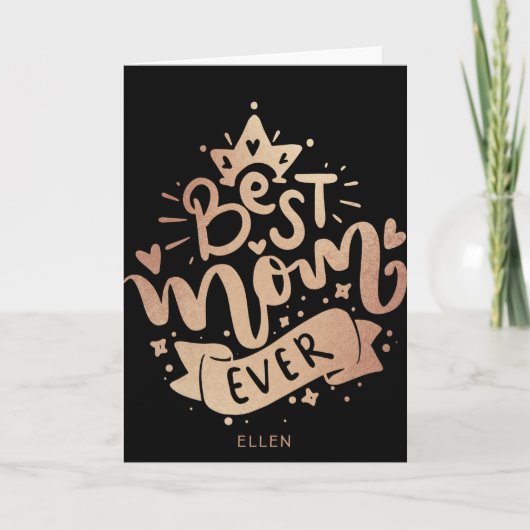 Carte La Meilleure maman jamais Black Gold Typographie M (Devant)
