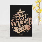 Carte La Meilleure maman jamais Black Gold Typographie M (Fleur jaune)
