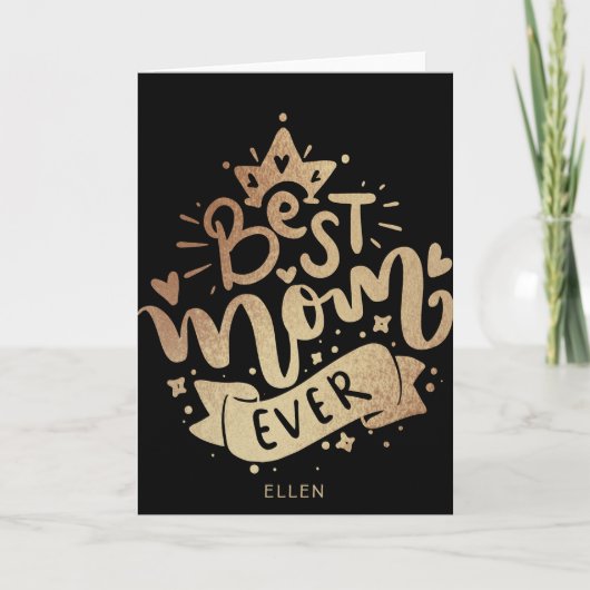 Carte La Meilleure maman jamais Black Gold Typographie M (Devant)